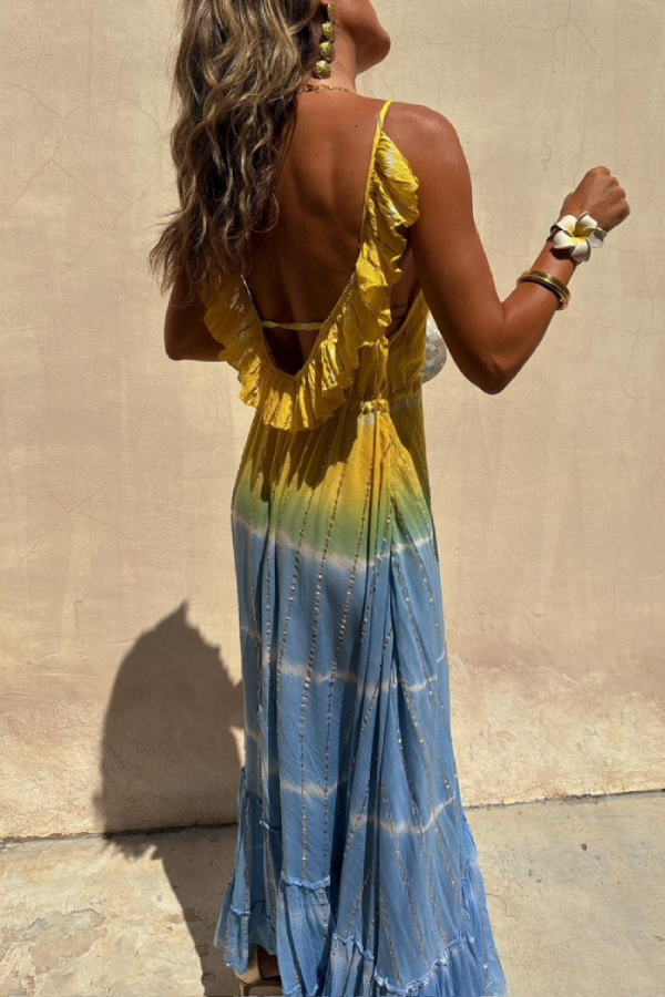 LM | Gold Lurex Tie-Dye Maxi Dress