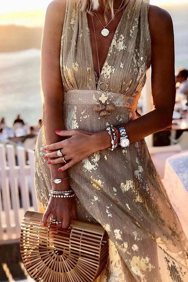 LM | Golden Sunset Stories maxi dress with V-neckline