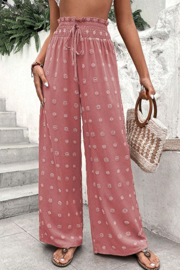 LM | High waist jacquard pants with wide leg casual pants