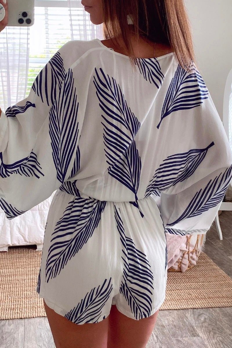 LM | Plants Print White romper