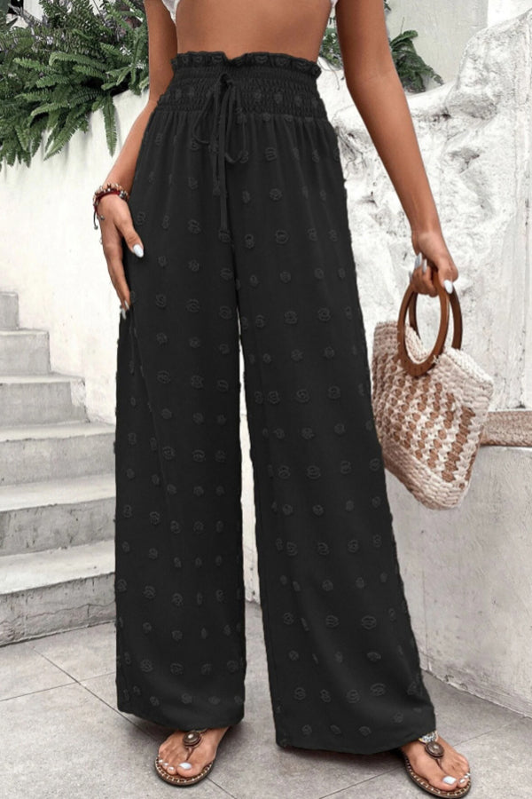 LM | High waist jacquard pants with wide leg casual pants