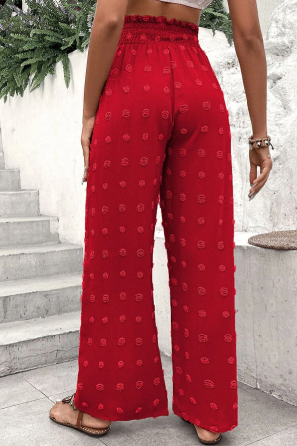 LM | High waist jacquard pants with wide leg casual pants