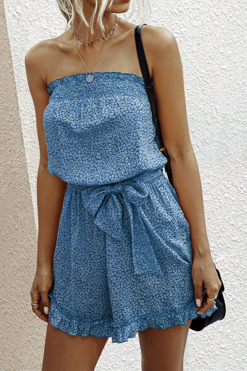 LM | Smocked strapless floral romper