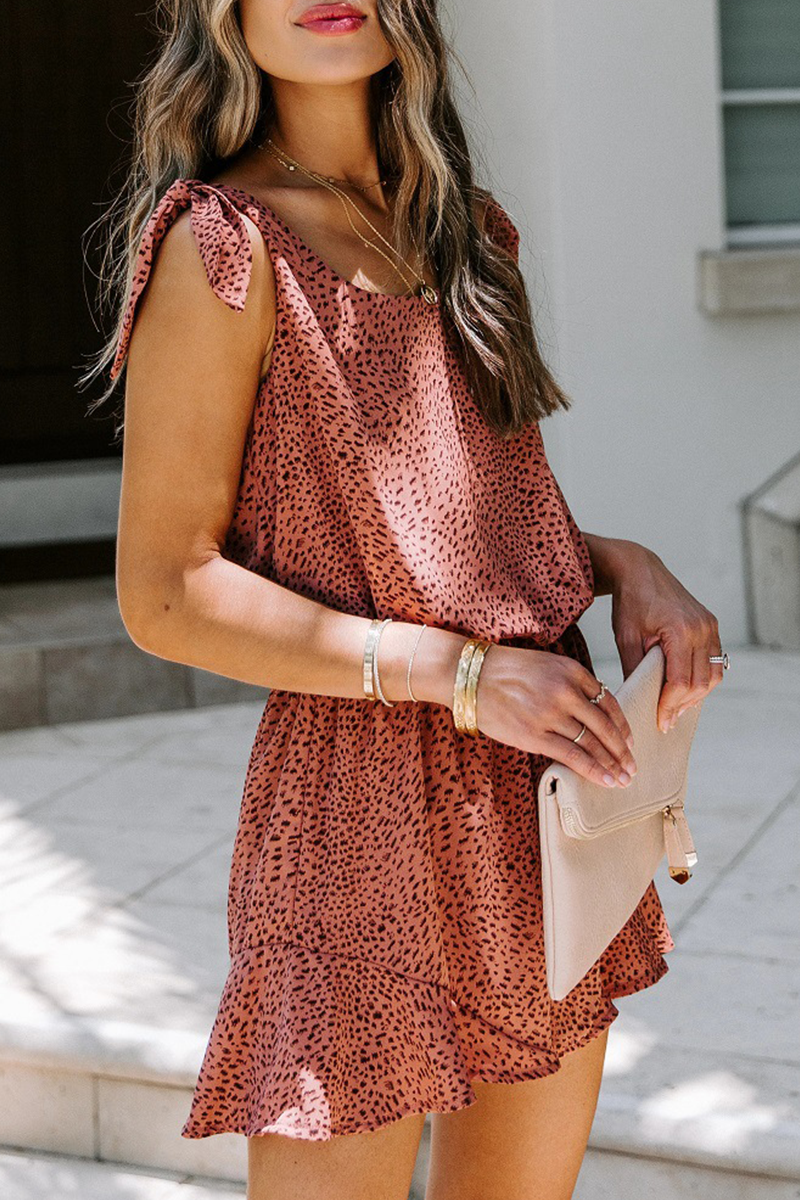 LM | Casual Print Patchwork Strap Design U Neck Loose Rompers