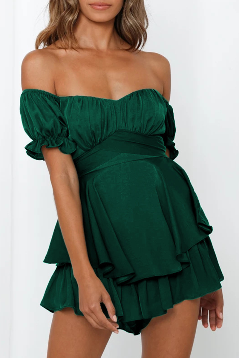 LM | Casual Solid flounce off the shoulder straight rompers (9 colors)