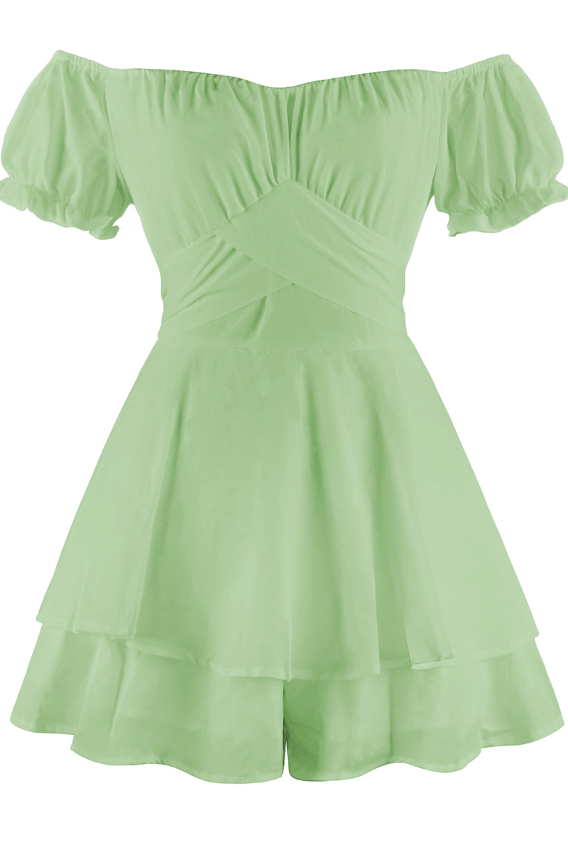 LM | Casual Solid flounce off the shoulder straight rompers (9 colors)