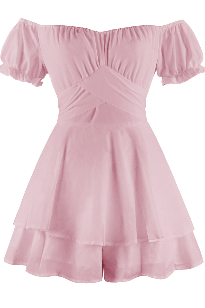 LM | Casual Solid flounce off the shoulder straight rompers (9 colors)