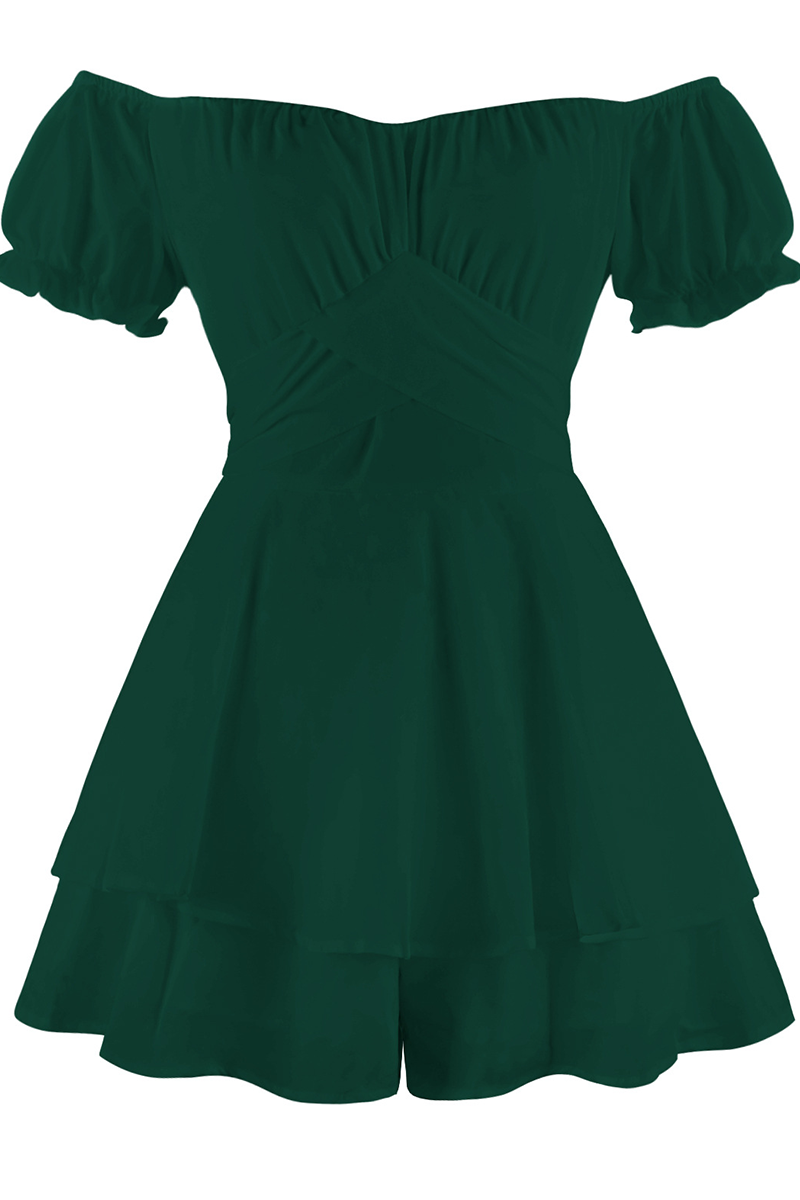 LM | Casual Solid flounce off the shoulder straight rompers (9 colors)