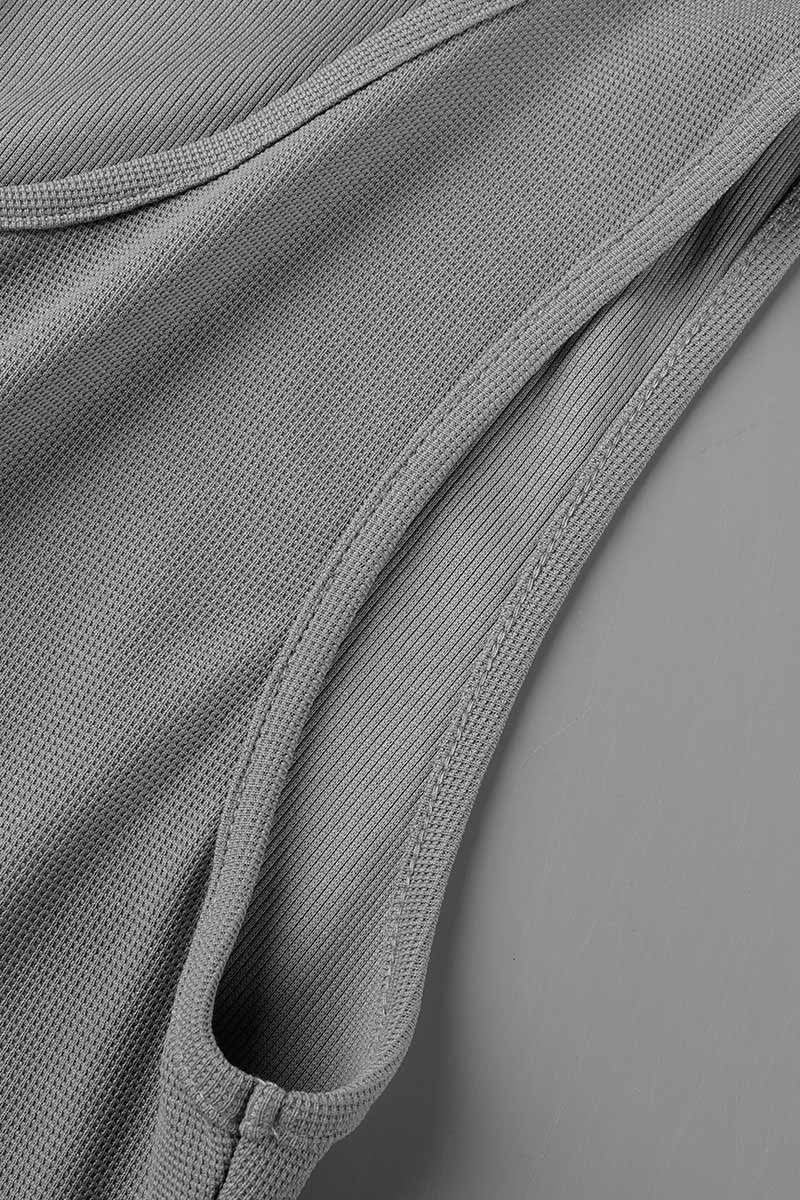 LM | Casual street solid pocket buttons V neck loose rompers (6 colors)