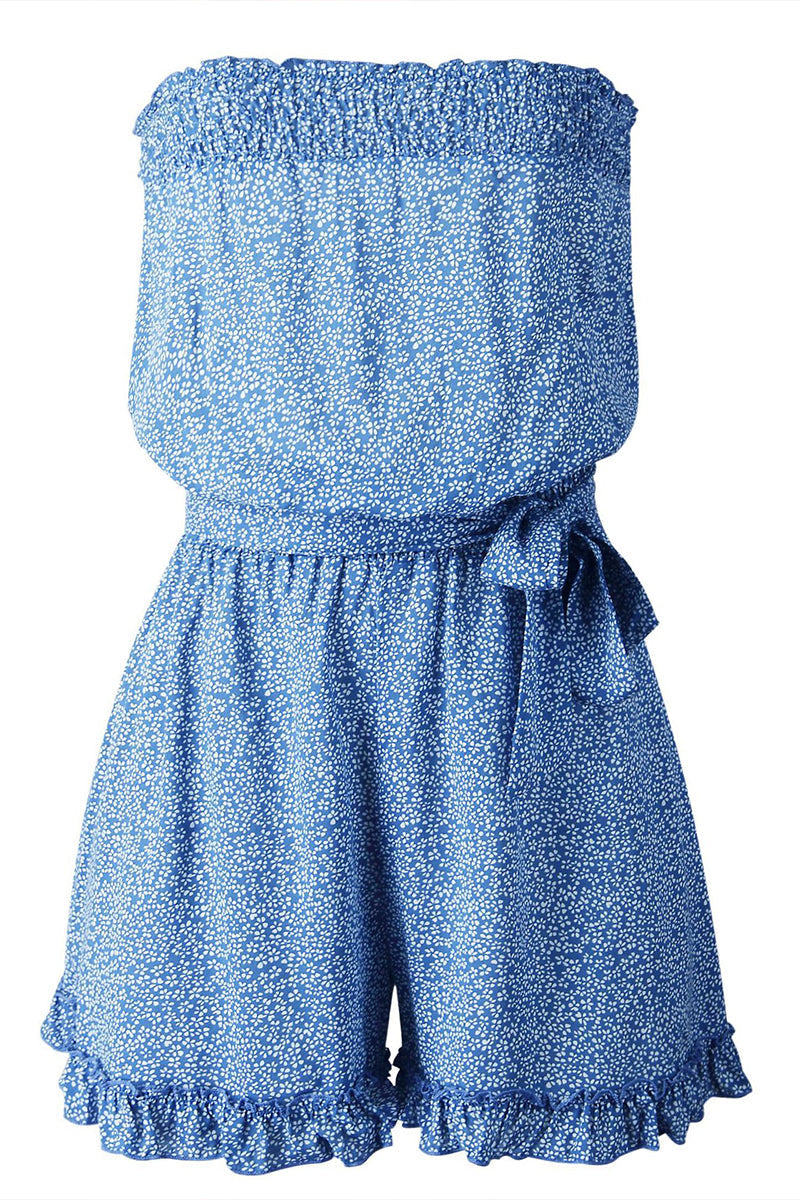 LM | Smocked strapless floral romper