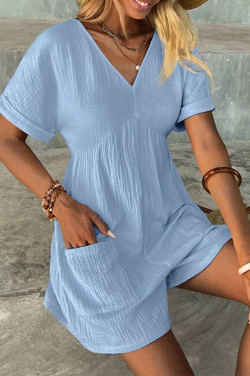 LM | Casual Simplicity Solid Bag V Neck Loose Rompers (5 Colors)