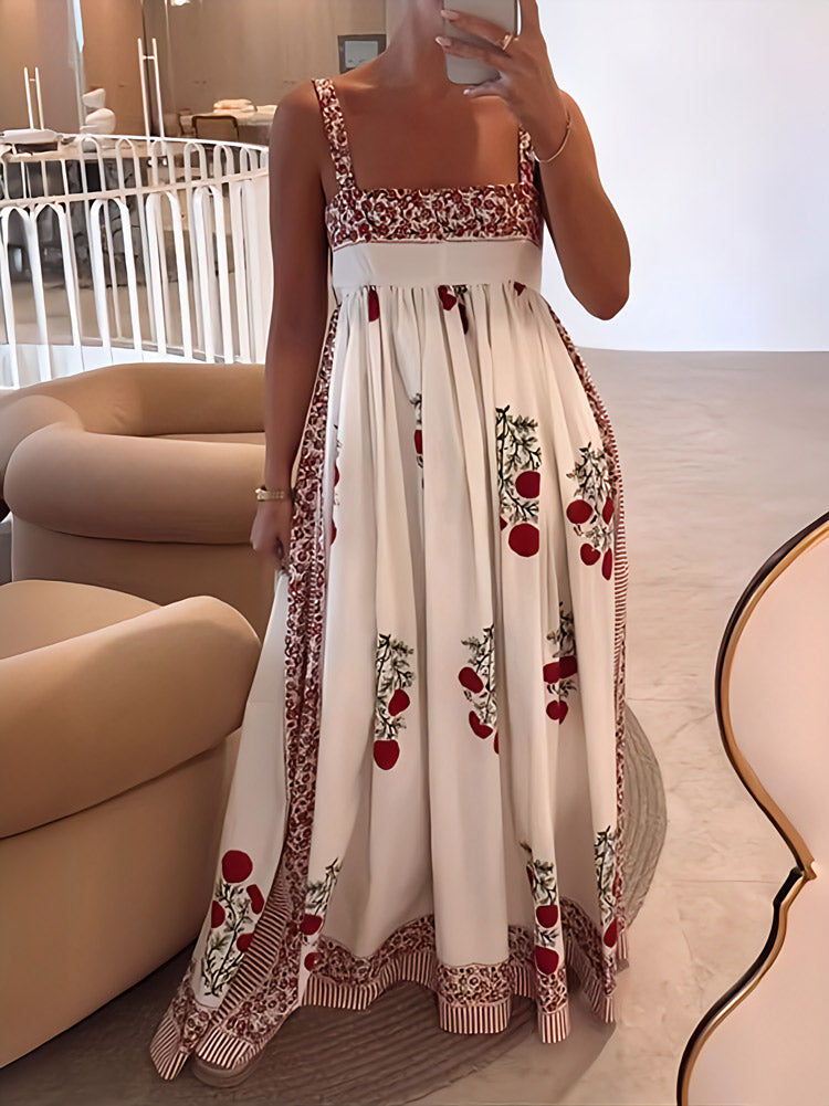 LM | Maxi dress with square neckline and floral print