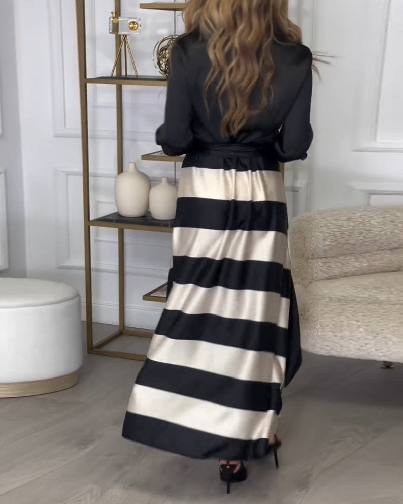 LM | Elegant striped maxi dress