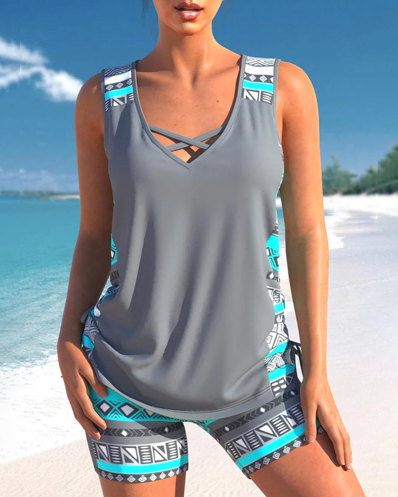 LM | Tankini set with geometric pattern