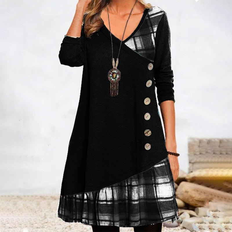 LM | Long sleeve plaid midi dress