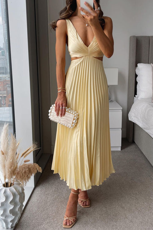 LM | V-neck pleated maxi dress