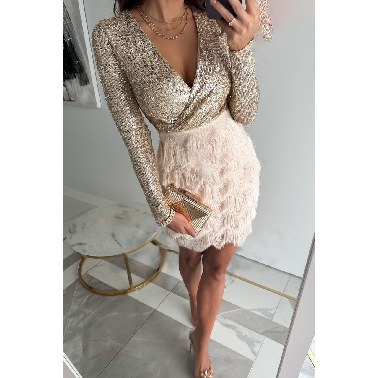 LM | elegant glitter mini dress for women