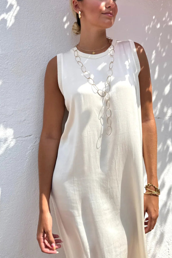 LM | Satin midi dress with seam detail