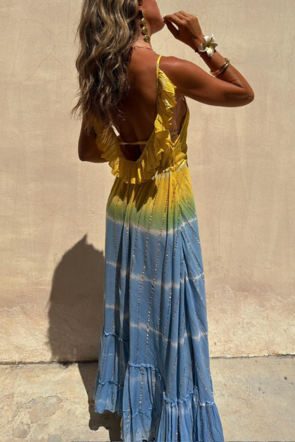 LM | Gold Lurex Tie-Dye Maxi Dress