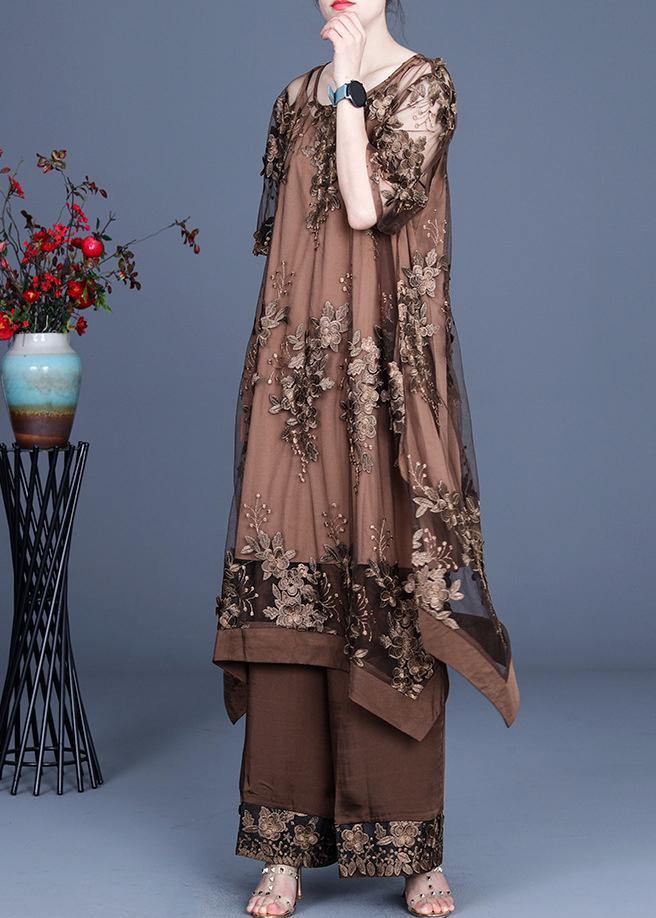 LM | 2021 Summer Irregular Dress Wide Leg Pants Braces Skirt Three Piece Set