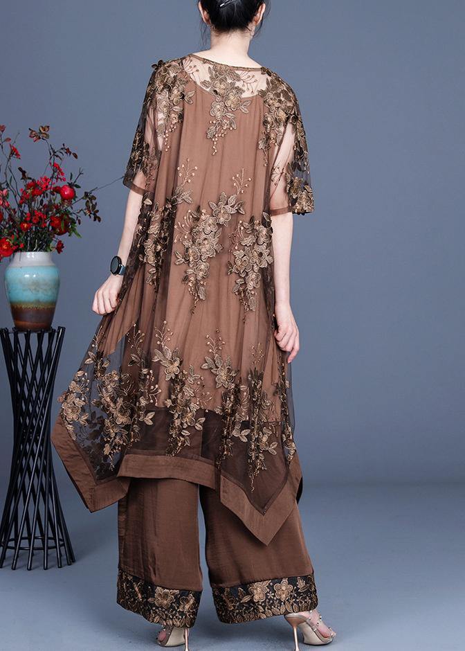 LM | 2021 Summer Irregular Dress Wide Leg Pants Braces Skirt Three Piece Set