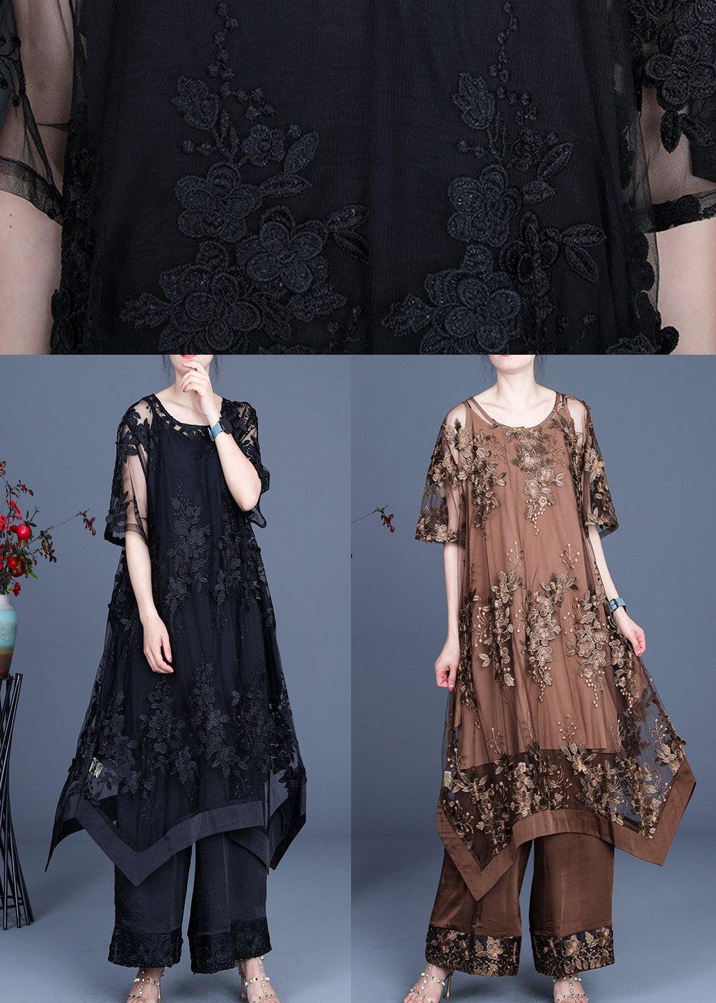 LM | 2021 Summer Irregular Dress Wide Leg Pants Braces Skirt Three Piece Set