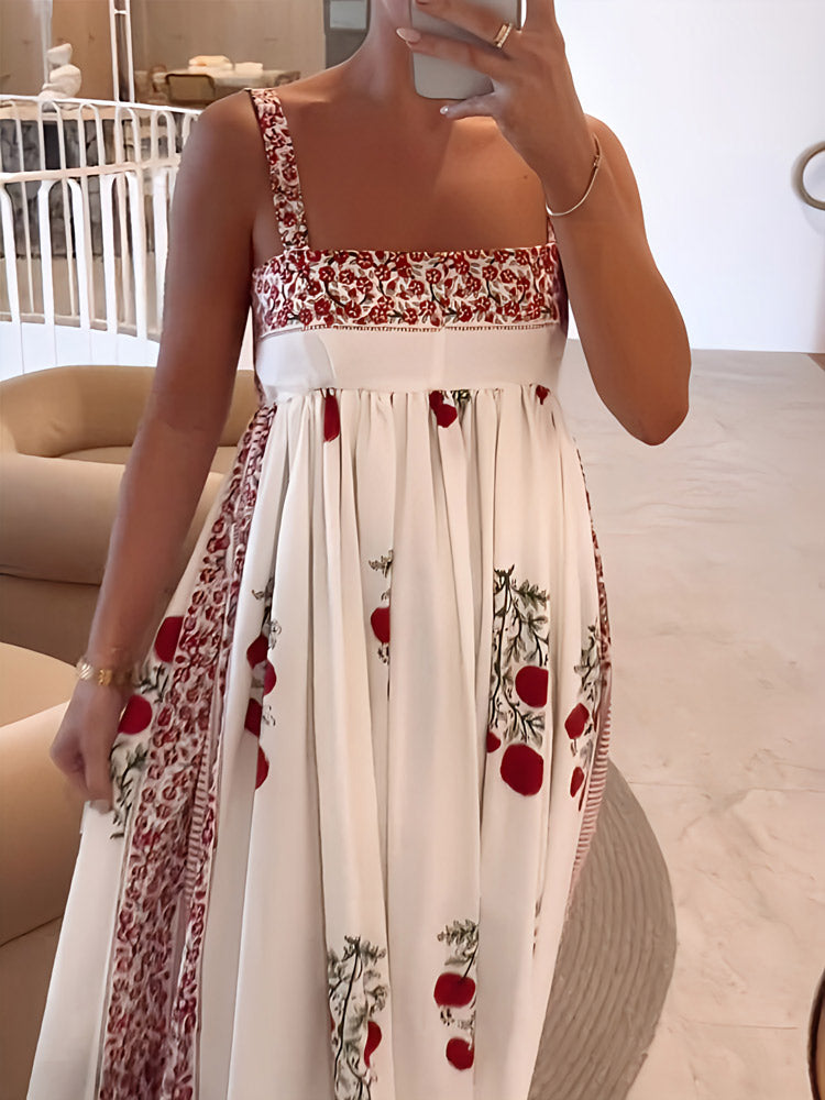 LM | Maxi dress with square neckline and floral print