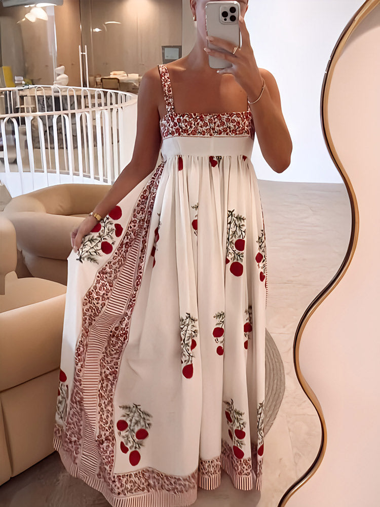 LM | Maxi dress with square neckline and floral print