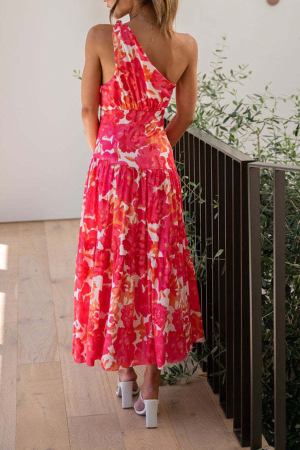 LM | Mid-length, off-the-shoulder, sleeveless midi dress