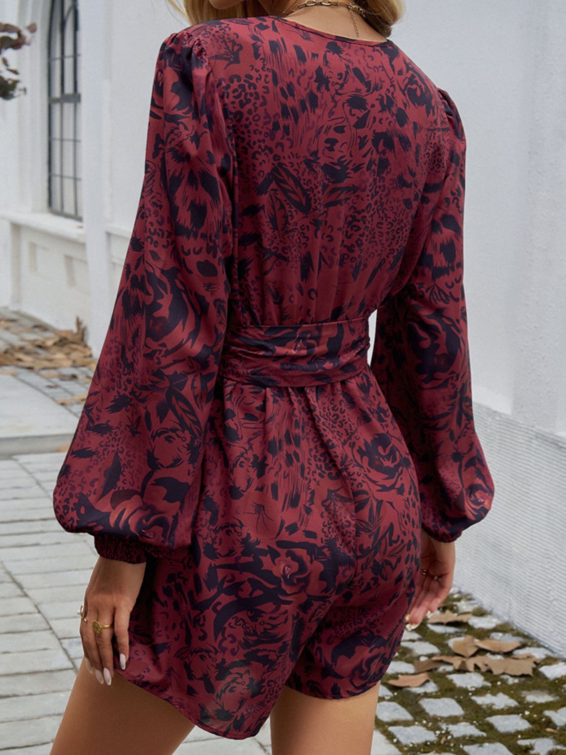 LM | Devine Tied Surplice Long Sleeve Romper