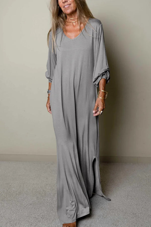 LM | Ladies Casual maxi dress with V-neckline