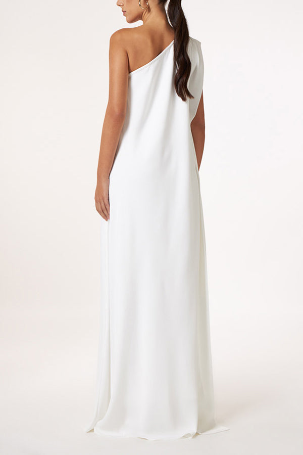 LM | Timeless charm One-shoulder A-line elegant maxi dress