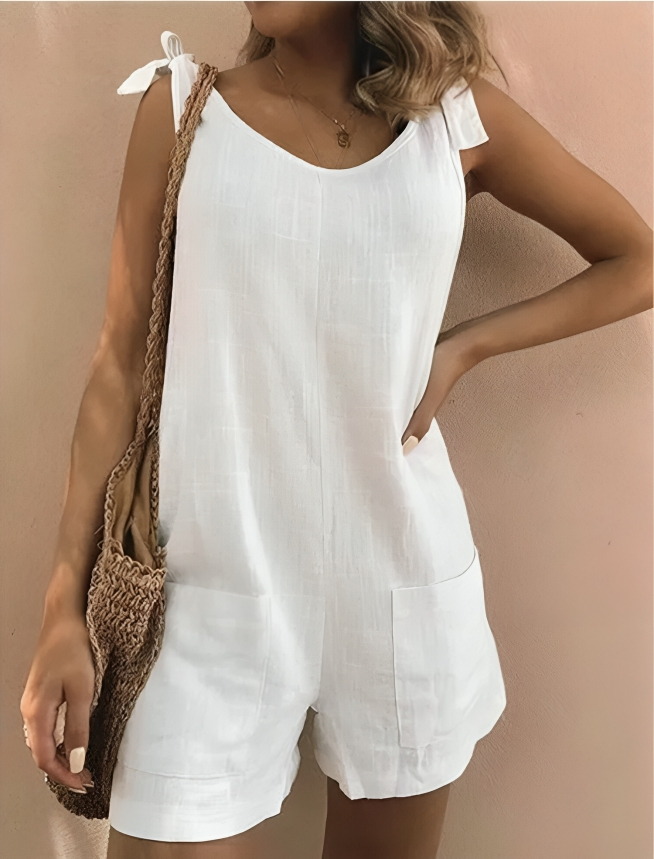LM | Cozy sleeveless romper made of cotton and linen for women
