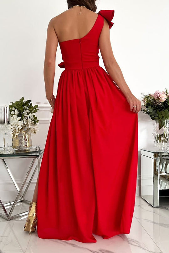 LM | Darling Muse Ruffle One Shoulder Party Maxi Dress