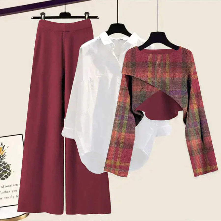 LM | Attractive print red Three-piece set