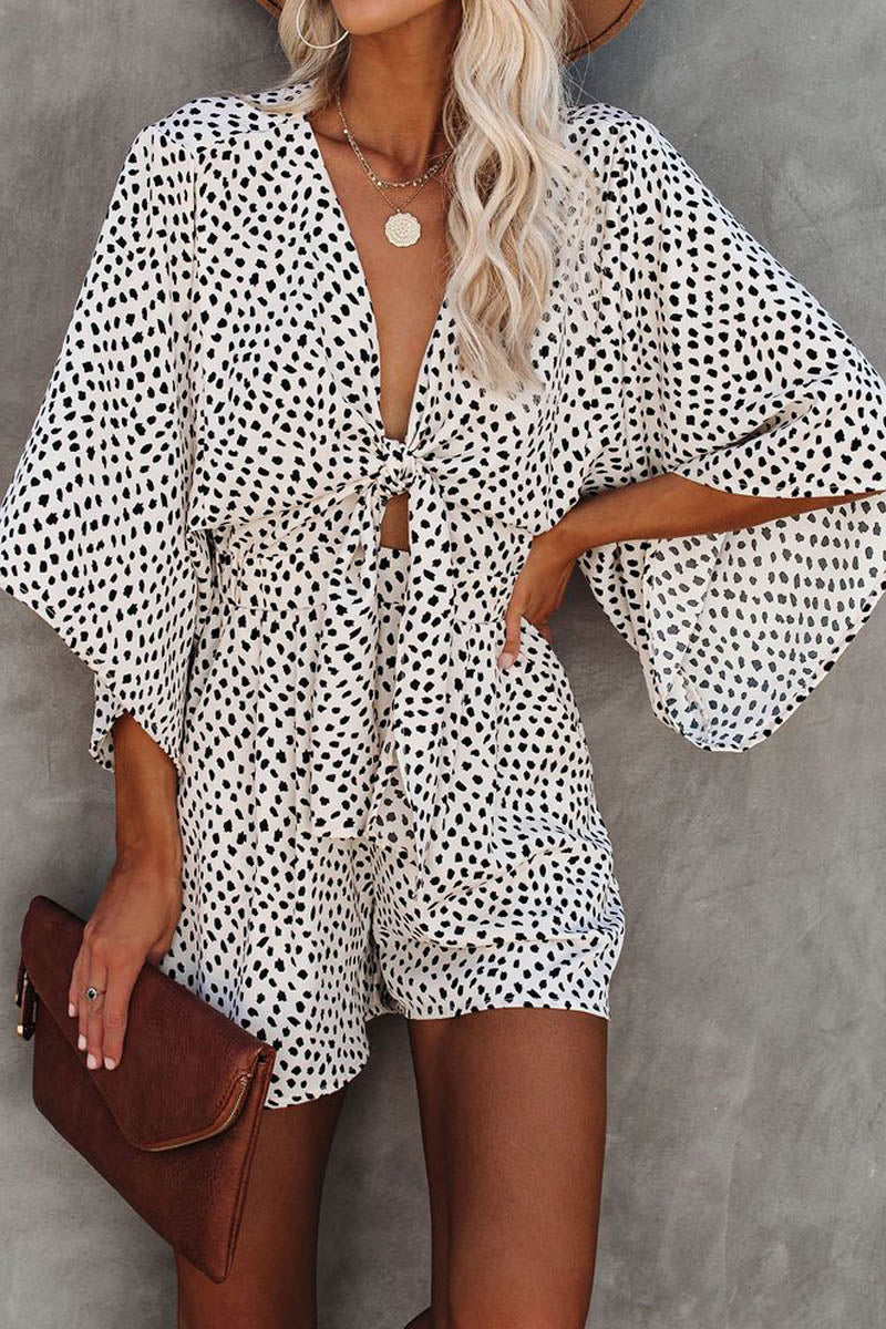 LM | Well Behaved Printed tie romper with pockets