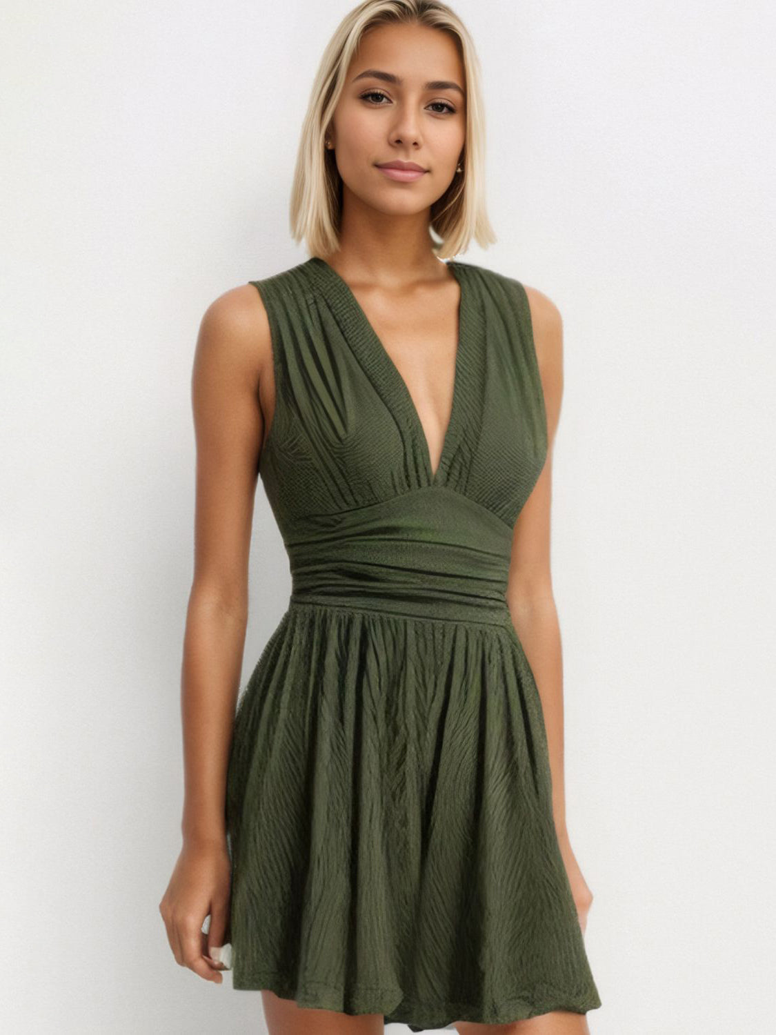 LM | Ruched sleeveless romper