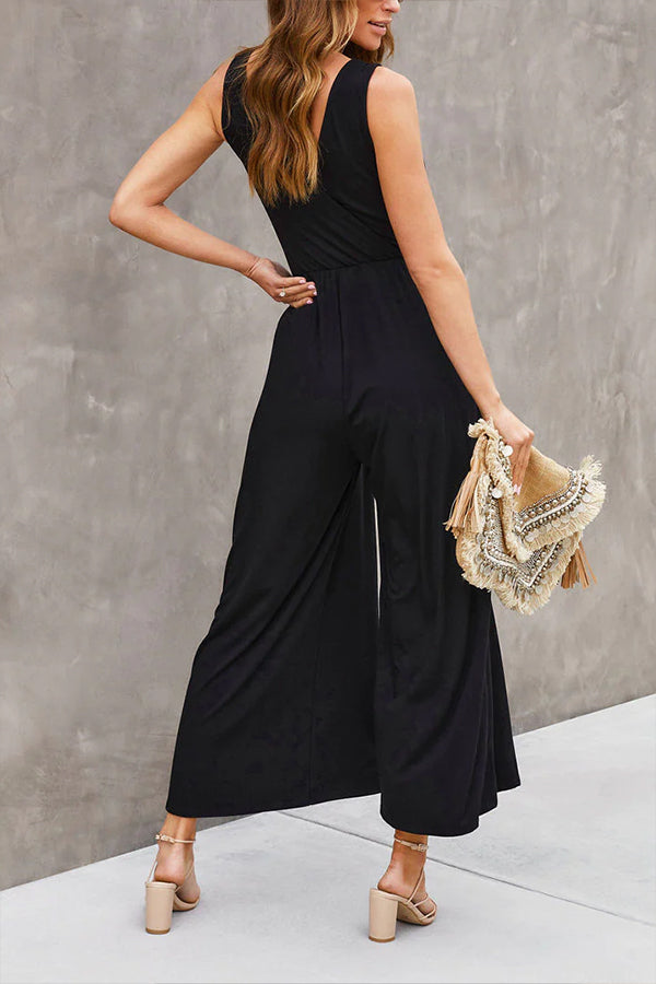 LM | Modal Drape V-neckline Double slit pocket Flared pants