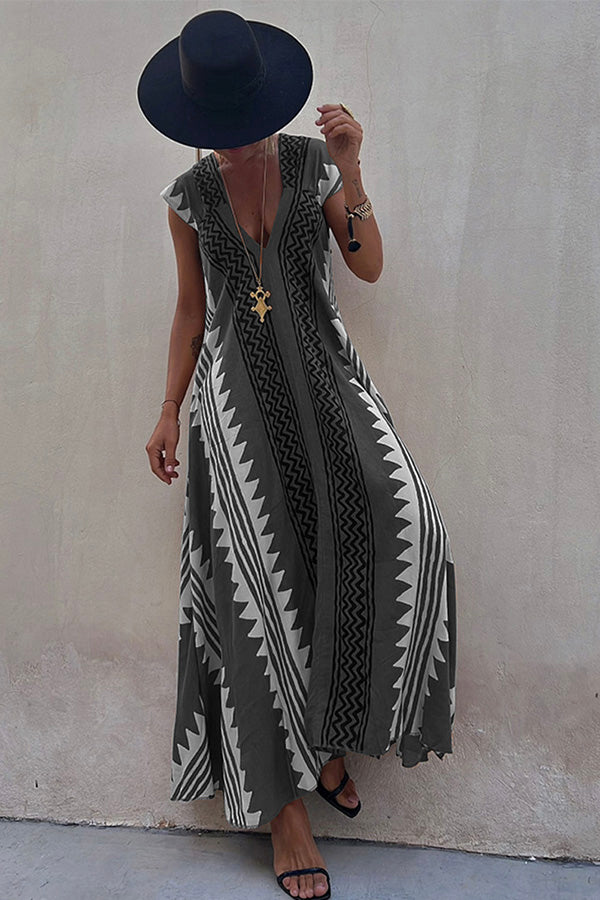 LM | Beach dates Ethno print maxi dress in A-line