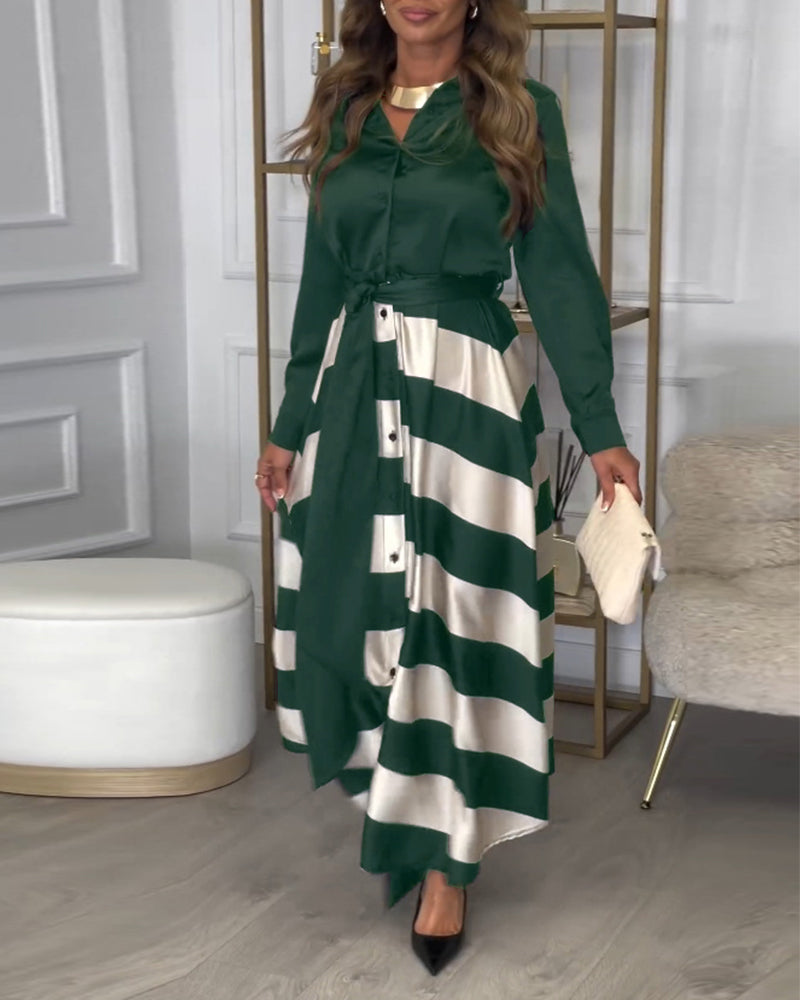 LM | Elegant striped maxi dress
