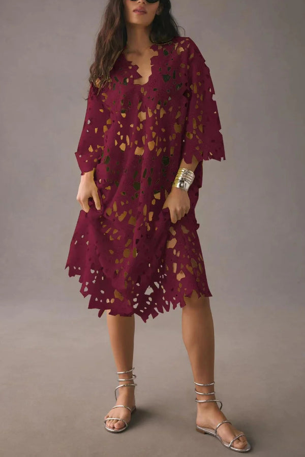 LM | I Belong Here Floral Eyelet Lace Cover Up Beach Midi Dress