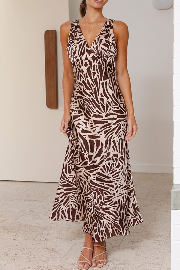 LM | Taylan Brown Deep V-neck midi dress