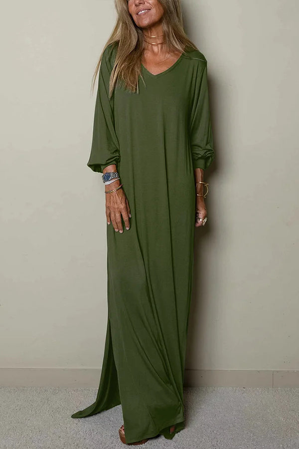 LM | Ladies Casual maxi dress with V-neckline