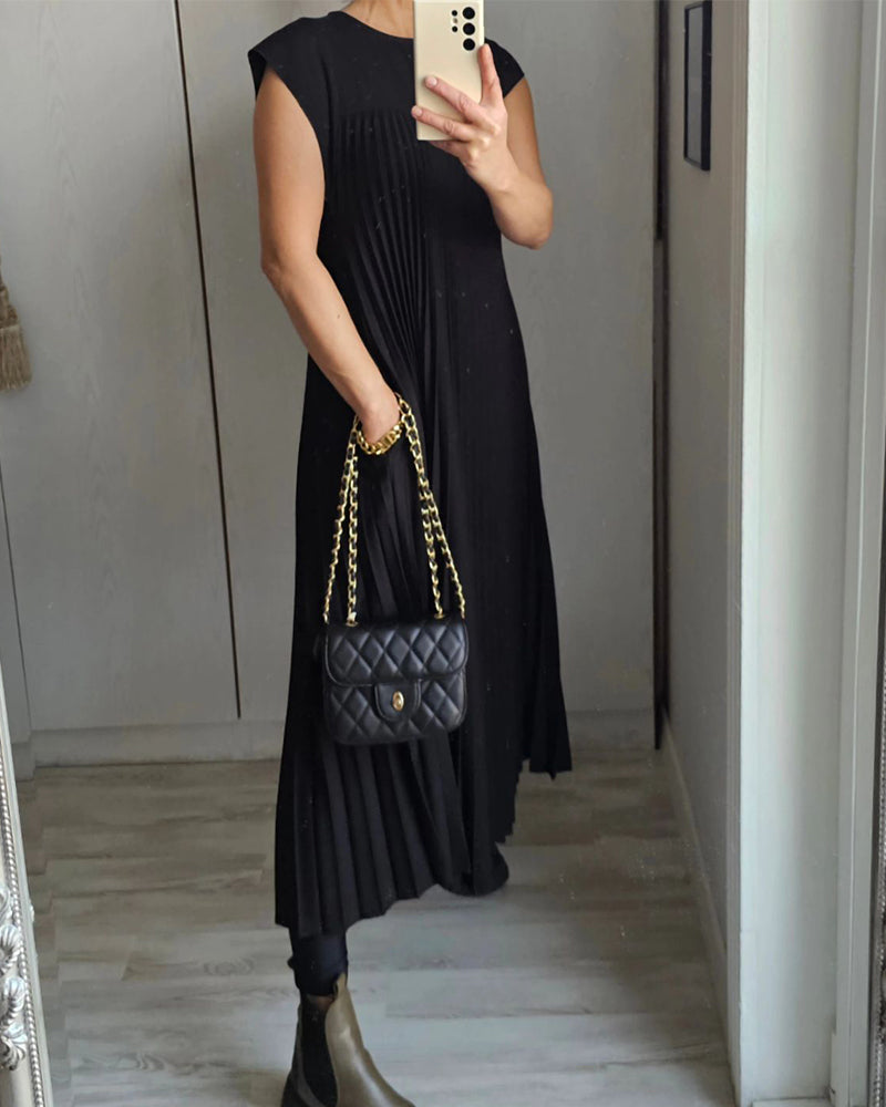 LM | Elegant pleated maxi dress