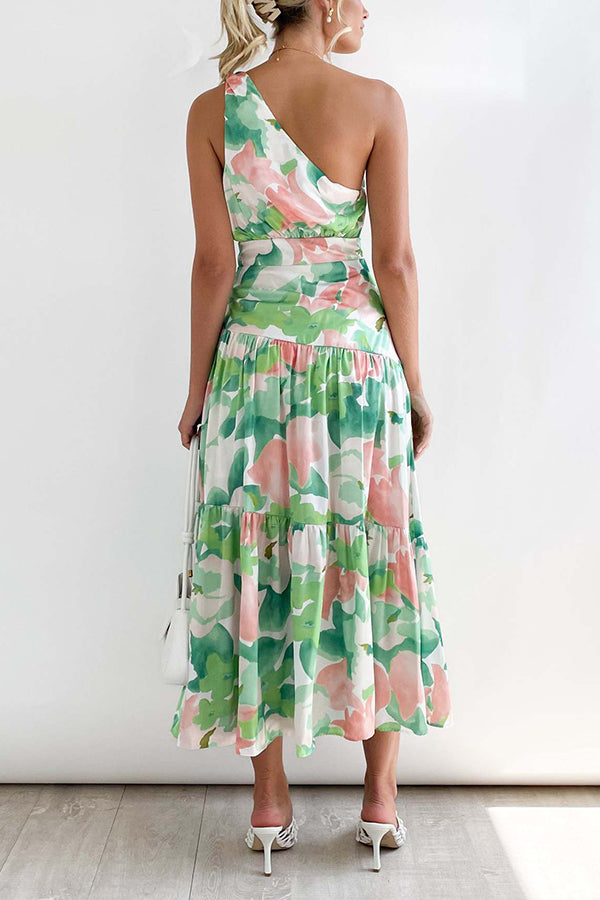 LM | Mid-length, off-the-shoulder, sleeveless midi dress