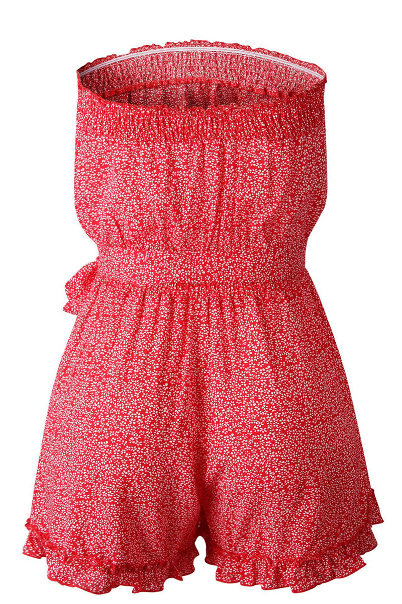 LM | Smocked strapless floral romper