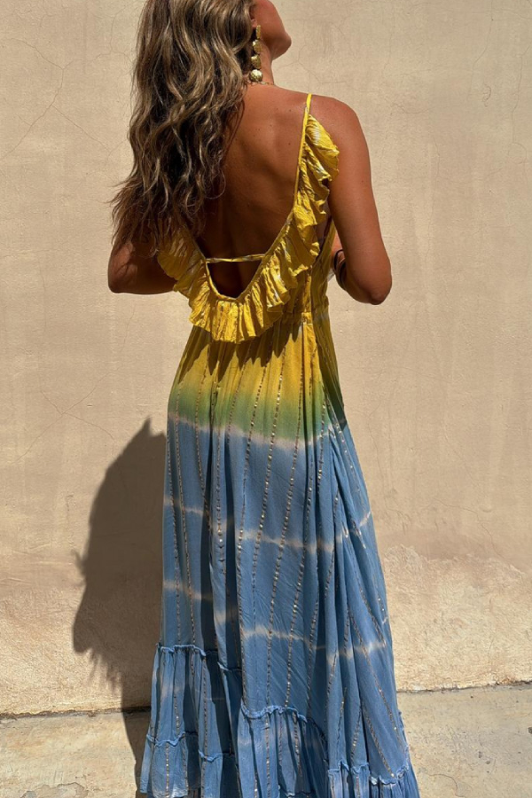 LM | Gold Lurex Tie-Dye Maxi Dress