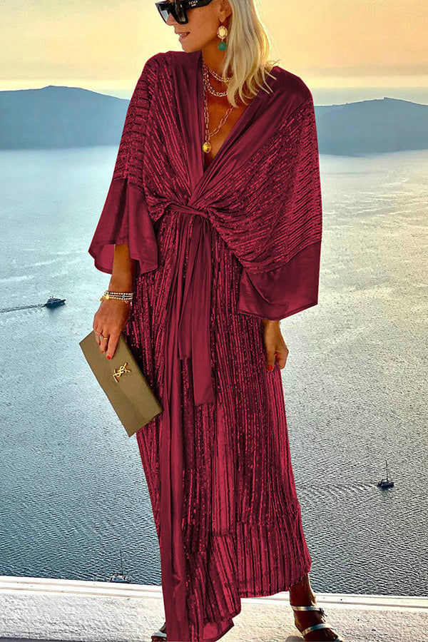 LM | Dreamy Evenings Retro Court Style Kimono Party Maxi Dress