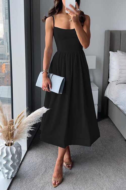 LM | Giselle™ spaghetti strap A-line midi dress