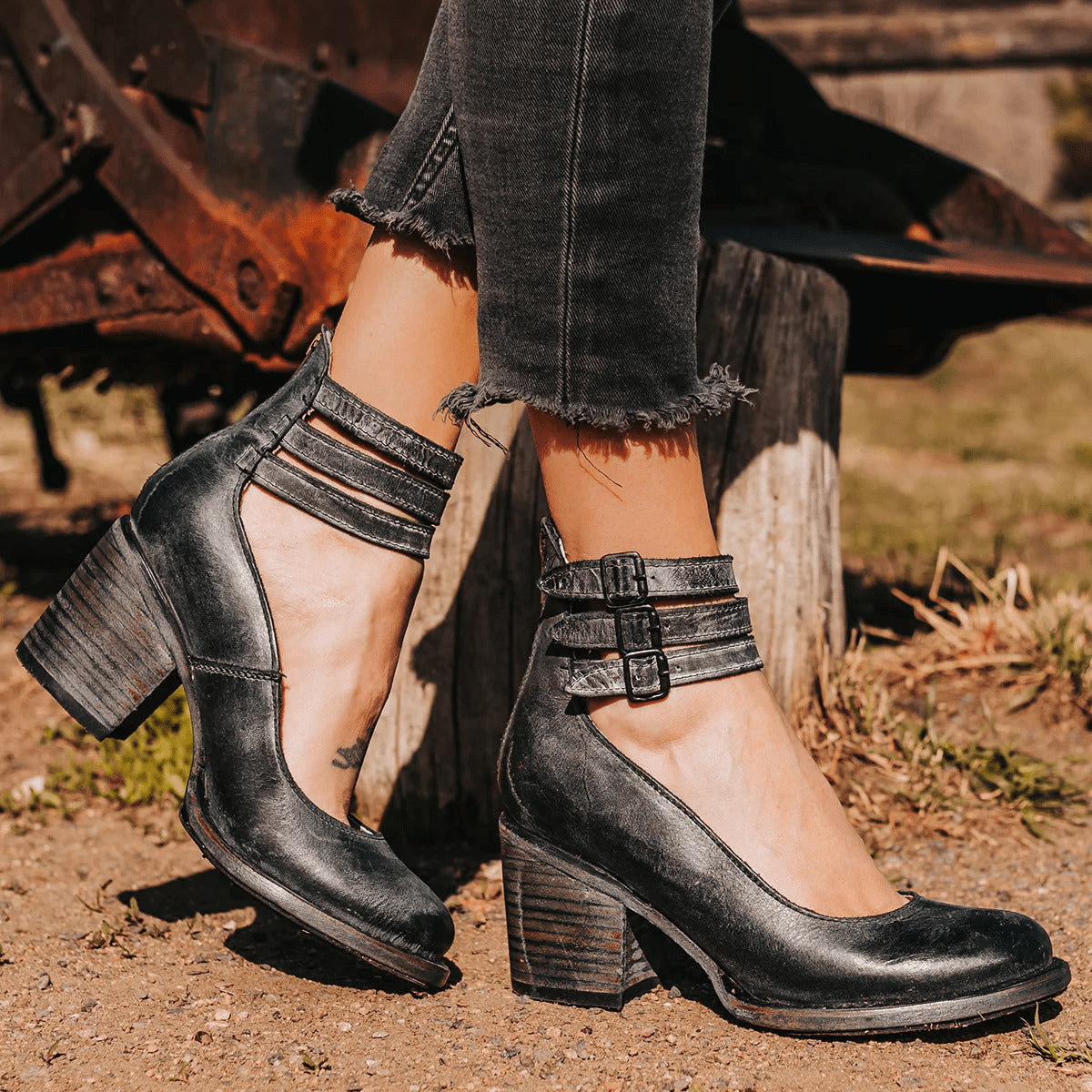 LM | triple buckle heels